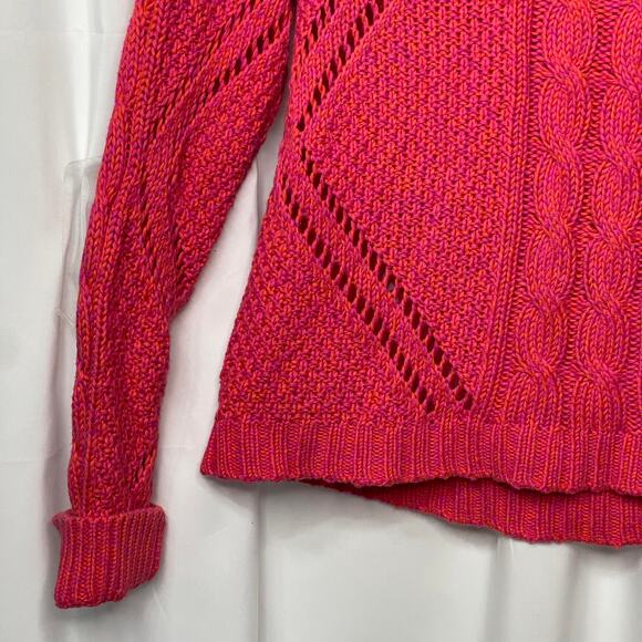American Eagle chunky knit sweater women's size large pink fuchsia and orange - Picture 3 of 14